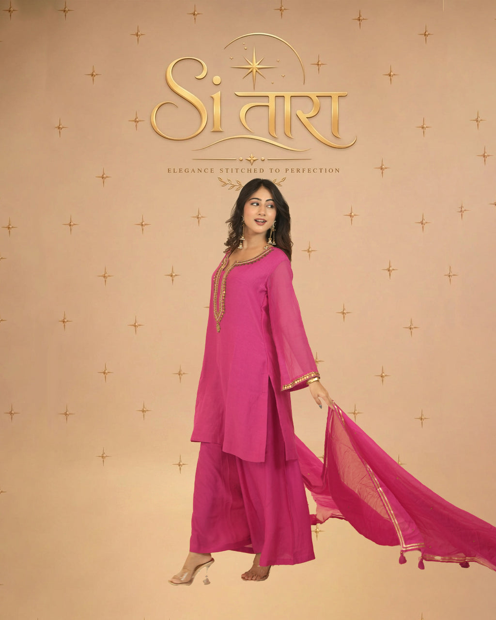 Adaa Ruby Pink Sitara Dress