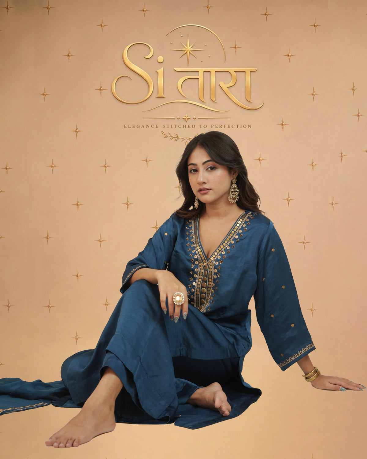 Zoya Teal Blue sitara Dress
