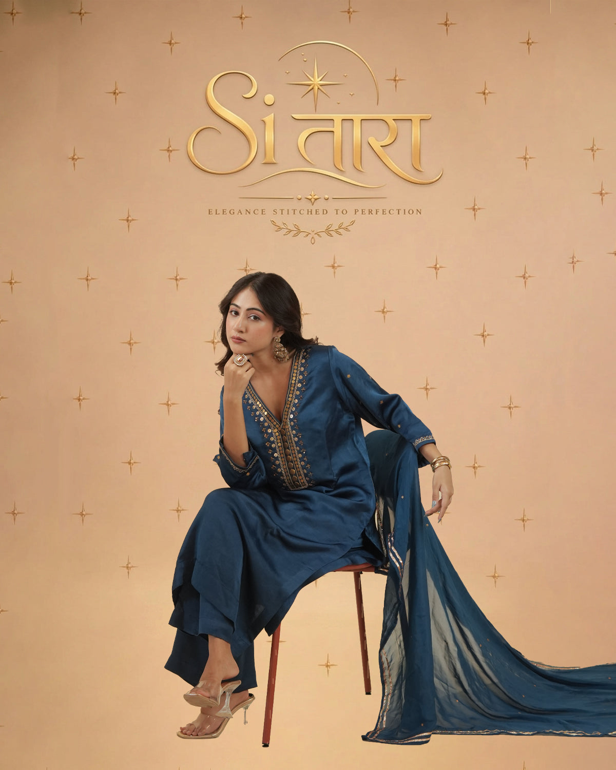 Zoya Teal Blue sitara Dress