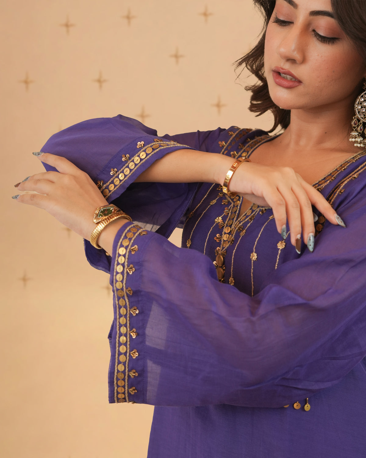 Sana Purple Sitara Dress
