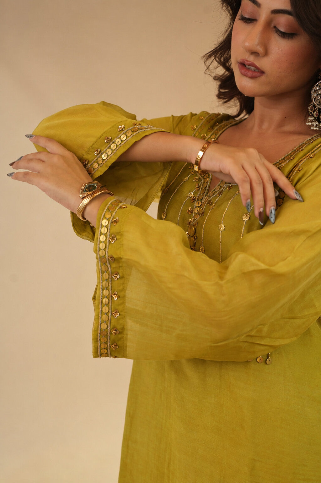 Sana Mustard Sitara Dress
