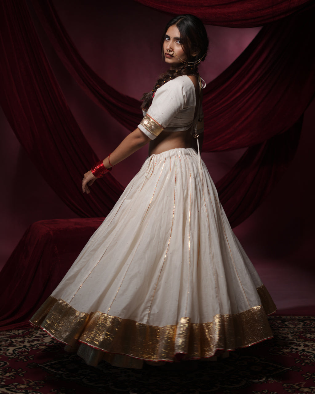 Chandani White Chanderi Silk Chaniya Choli