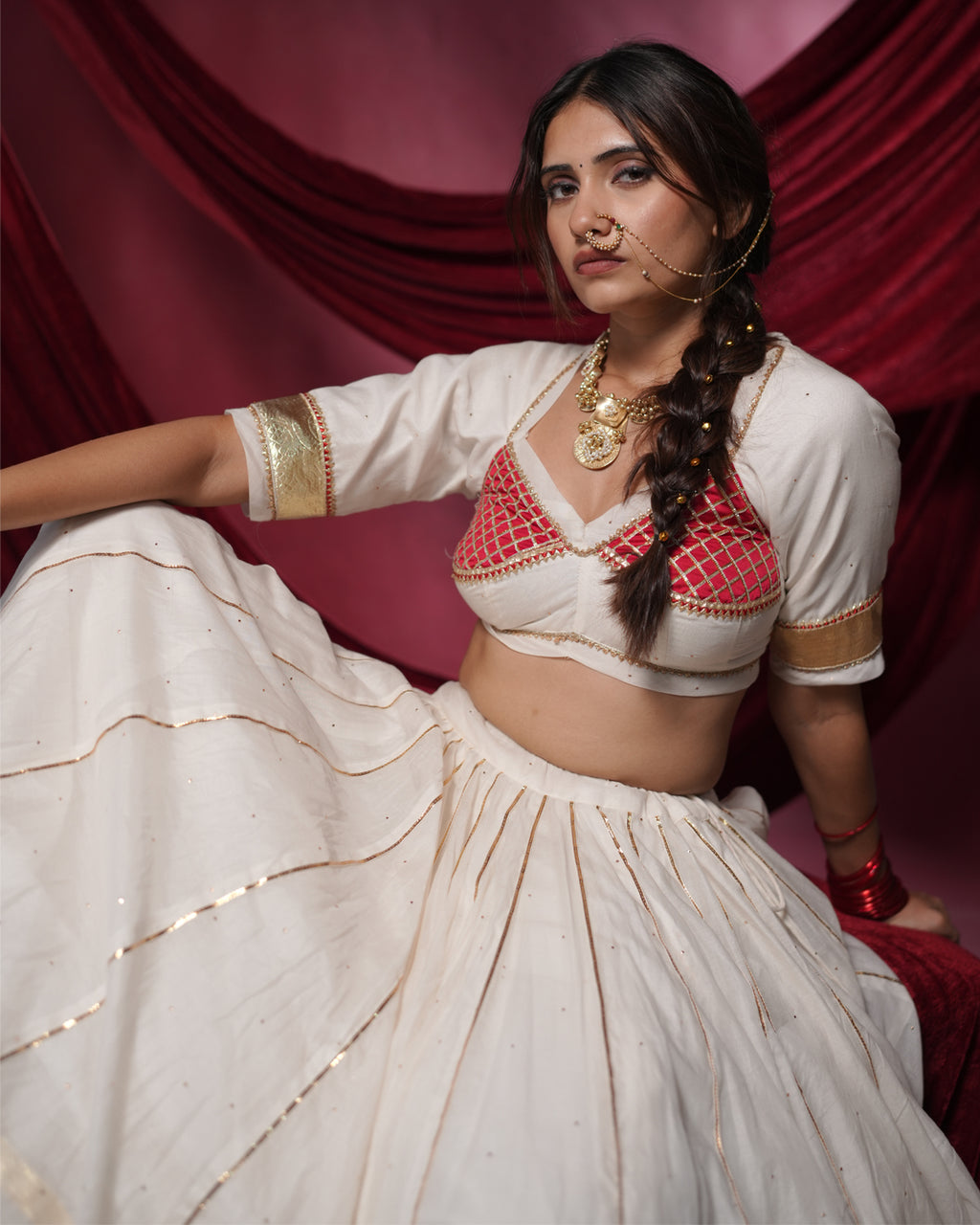 Chandani White Chanderi Silk Chaniya Choli