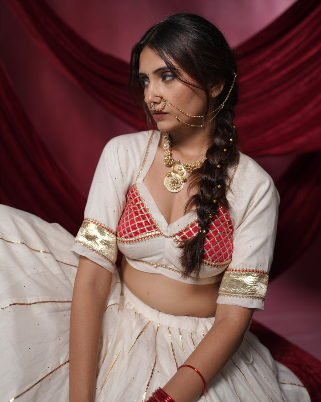 Chandani White Chanderi Silk Chaniya Choli