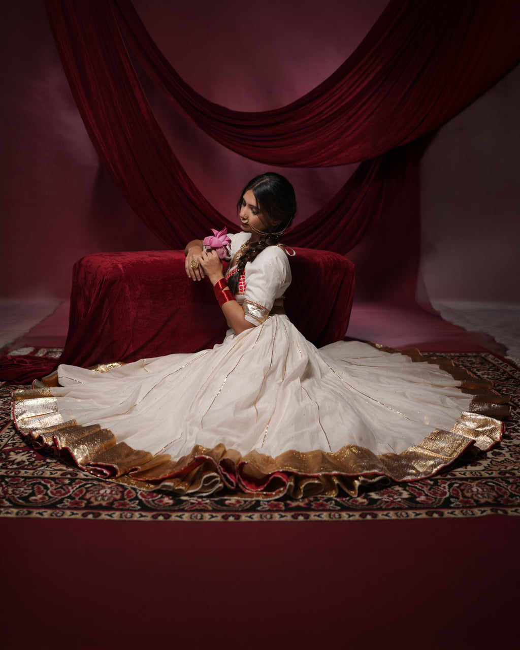 Chandani White Chanderi Silk Chaniya Choli