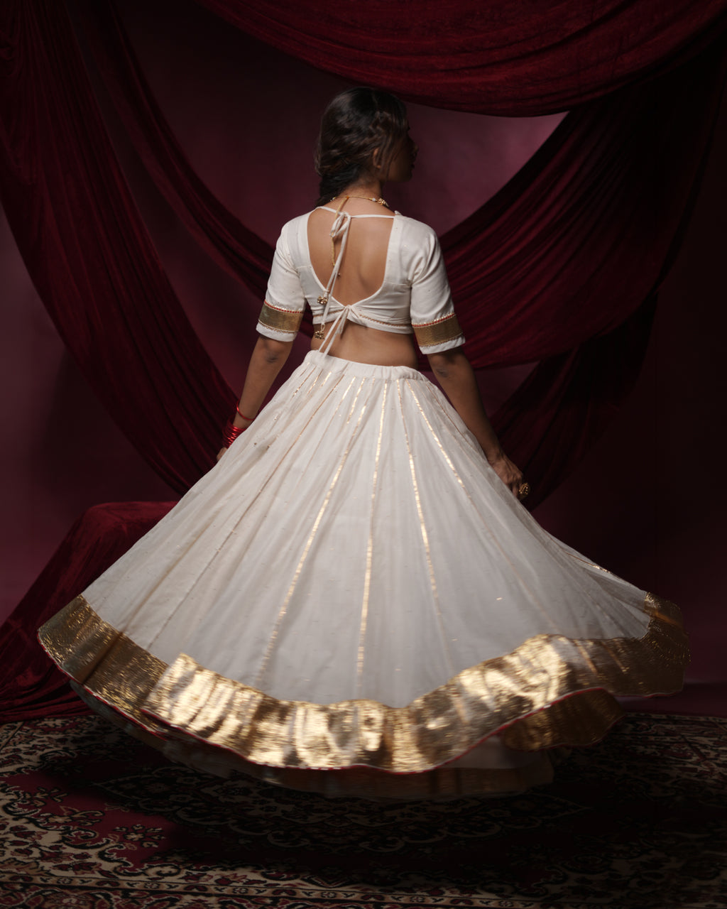 Chandani White Chanderi Silk Chaniya Choli