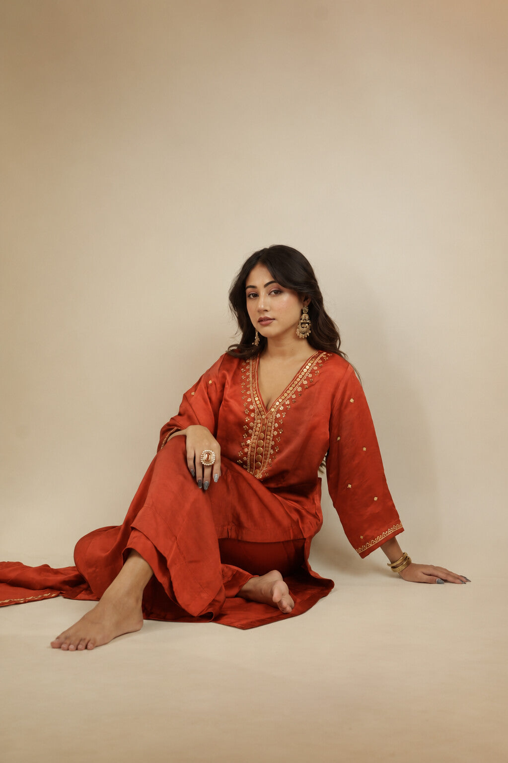 Zoya Rust Red sitara Dress