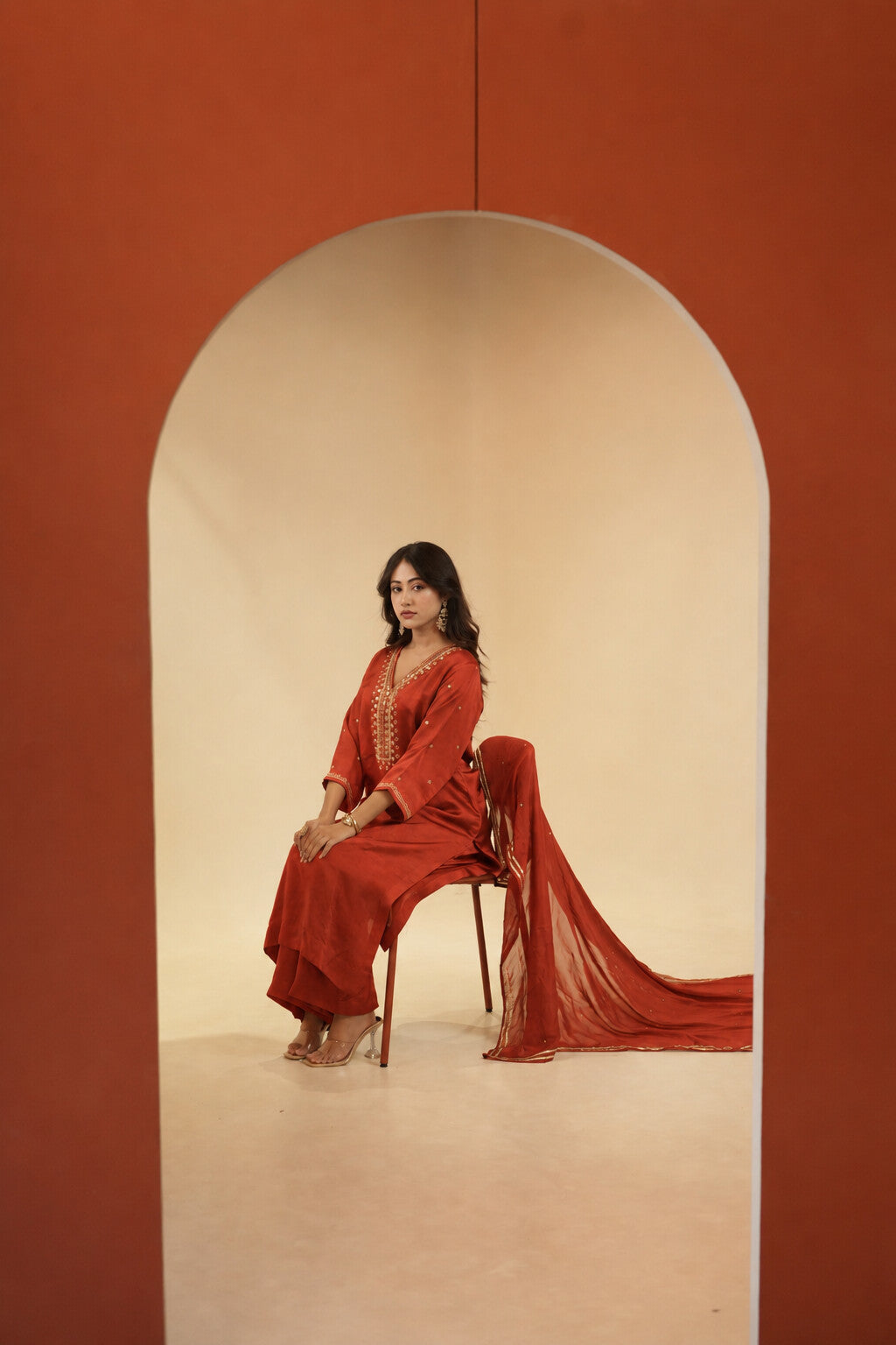 Zoya Rust Red sitara Dress