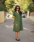 Mahek Flower Deep Olive Dress