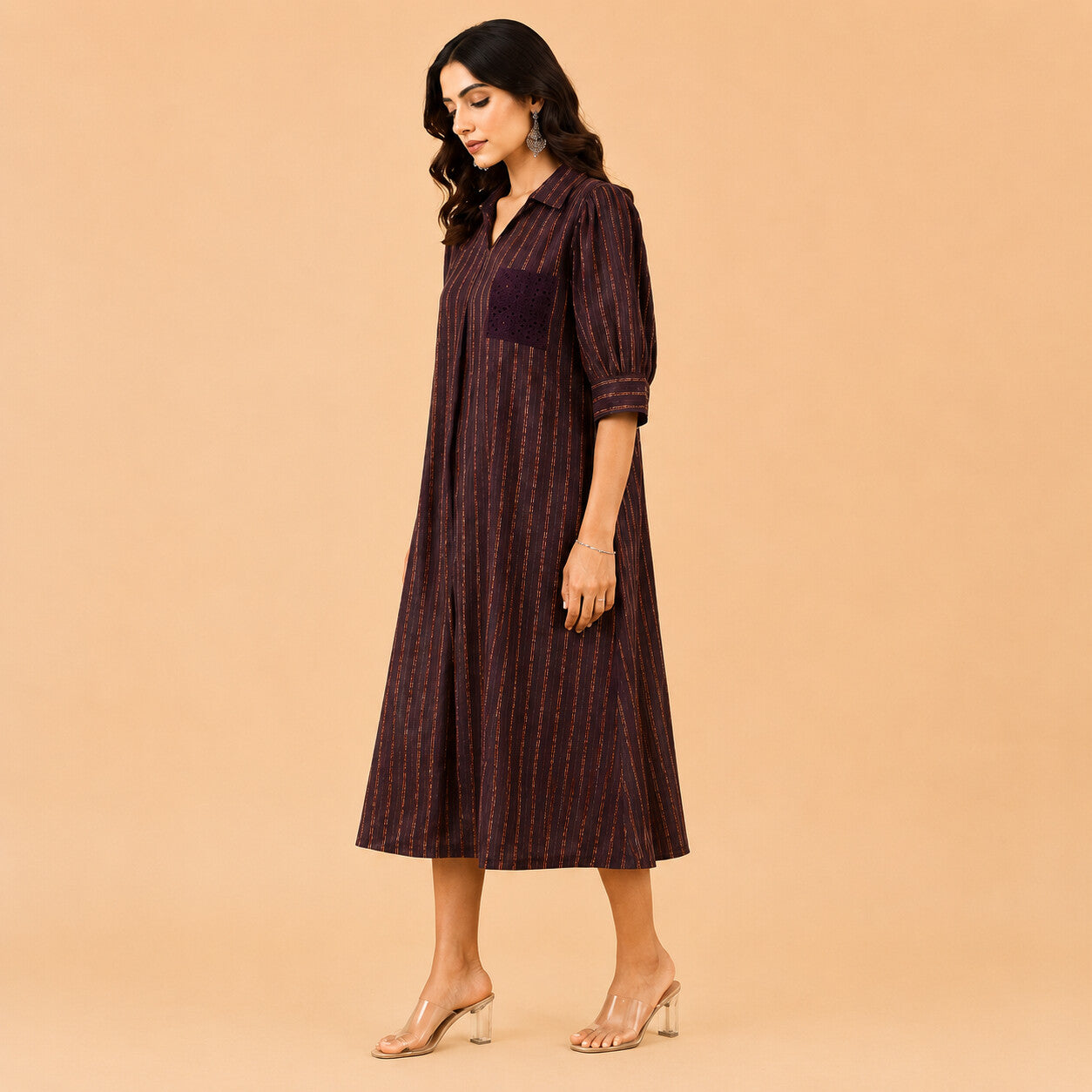 Simmer Jute Deep Wine Dress