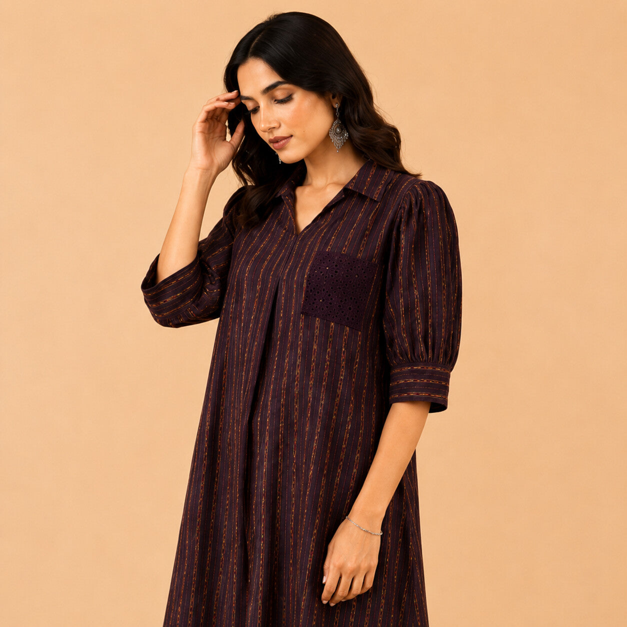 Simmer Jute Deep Wine Dress