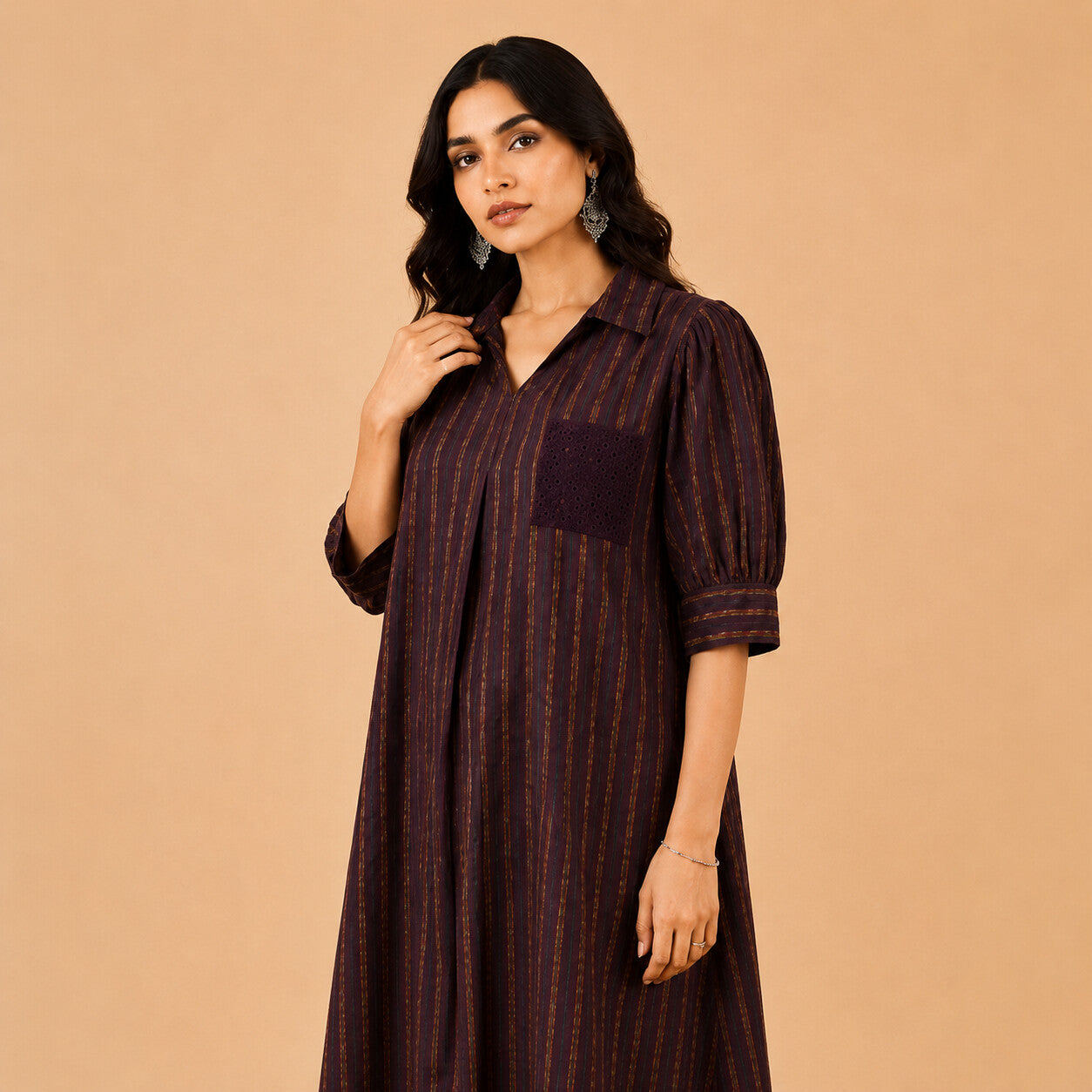Simmer Jute Deep Wine Dress