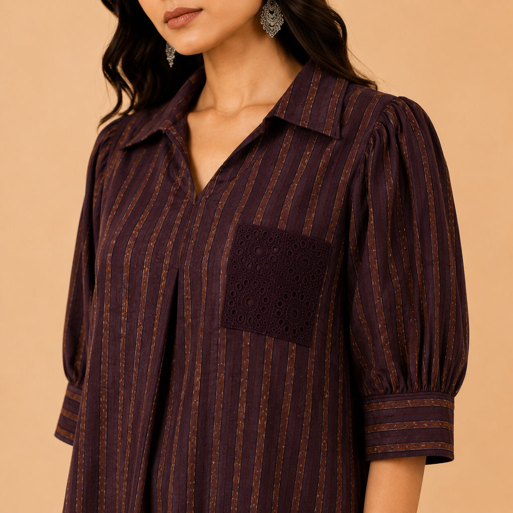 Simmer Jute Deep Wine Dress
