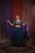 Rama Teal-Blue Bandhani Silk Angi Style Blouse for Choli