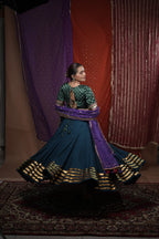 Rama Teal-Blue Bandhani Silk Angi Style Blouse for Choli