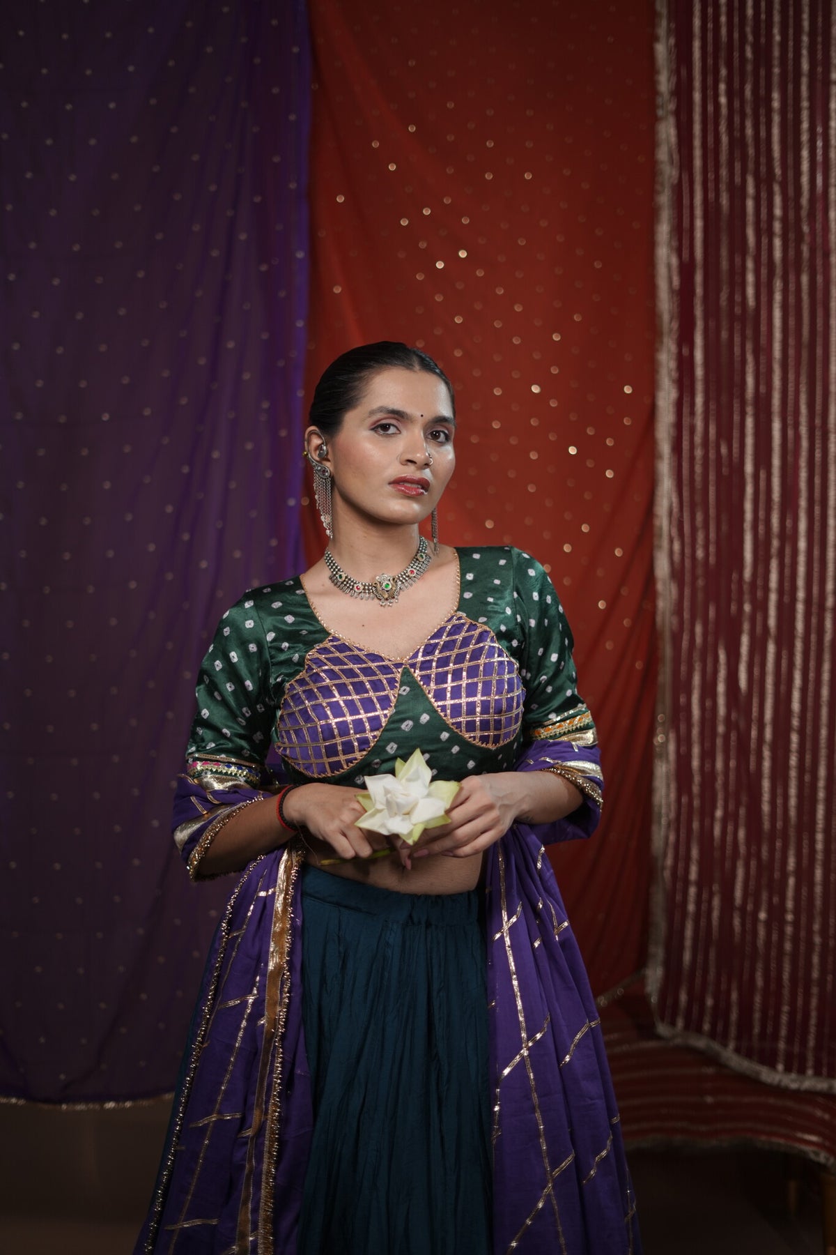 Rama Teal-Blue Muslin Chaniya Choli