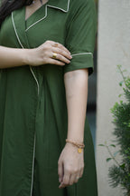 Mahek Blazer Collar Olive Green Dress