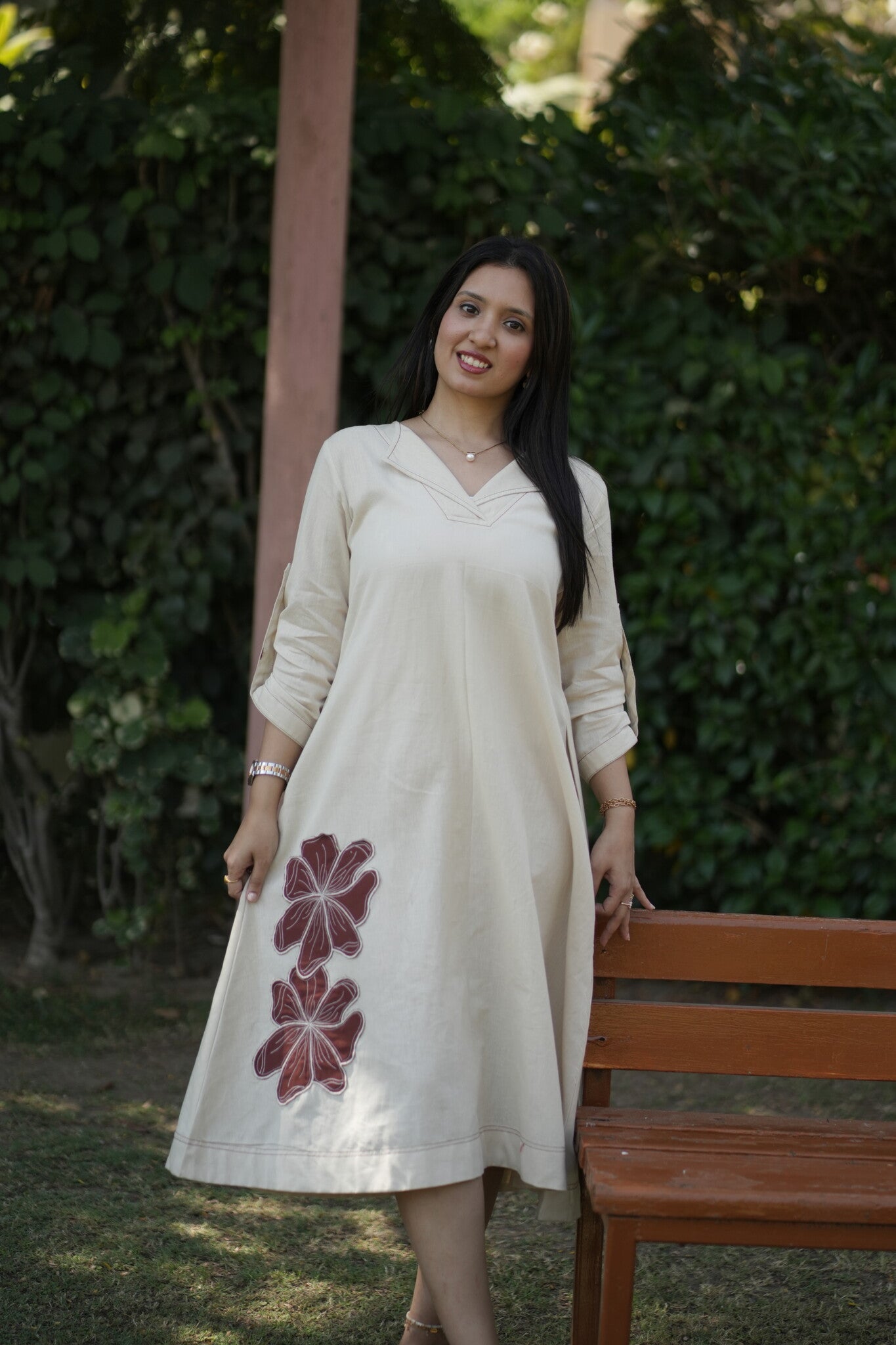 Mahek Applique Work Ivory Dress