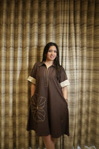 Mahek Flower Mocha Brown Dress