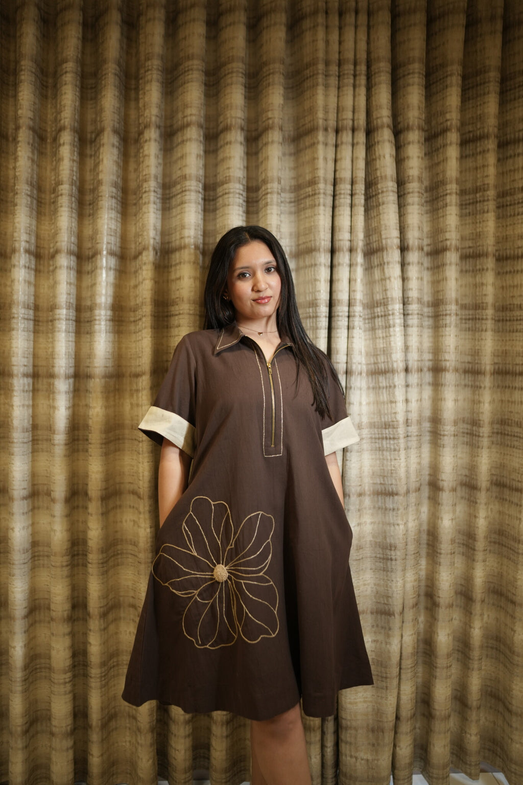 Mahek Flower Mocha Brown Dress