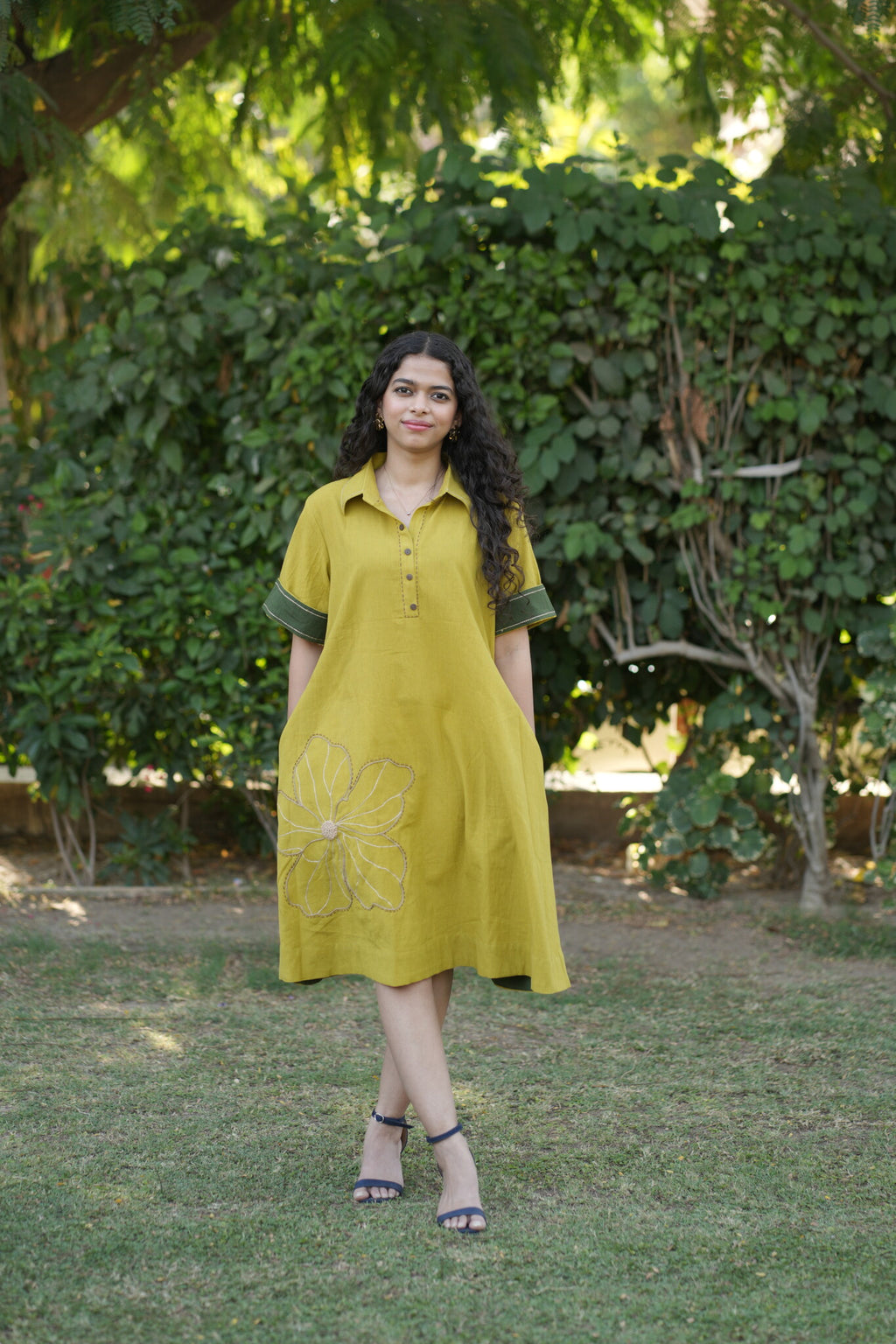 Mahek Flower Mustard Yellow Dress