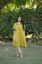 Mahek Flower Mustard Yellow Dress
