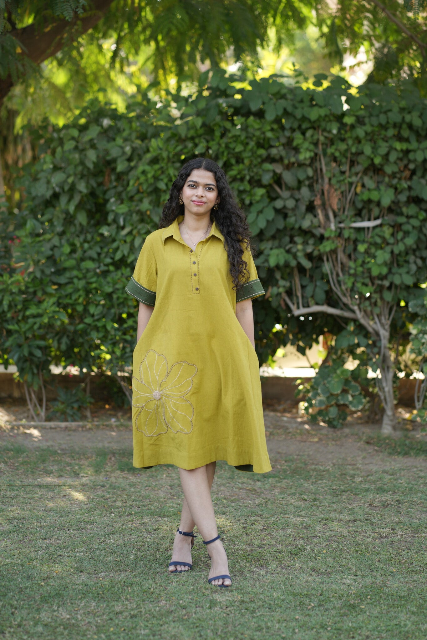 Mahek Flower Mustard Yellow Dress