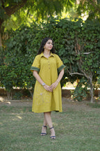 Mahek Flower Mustard Yellow Dress