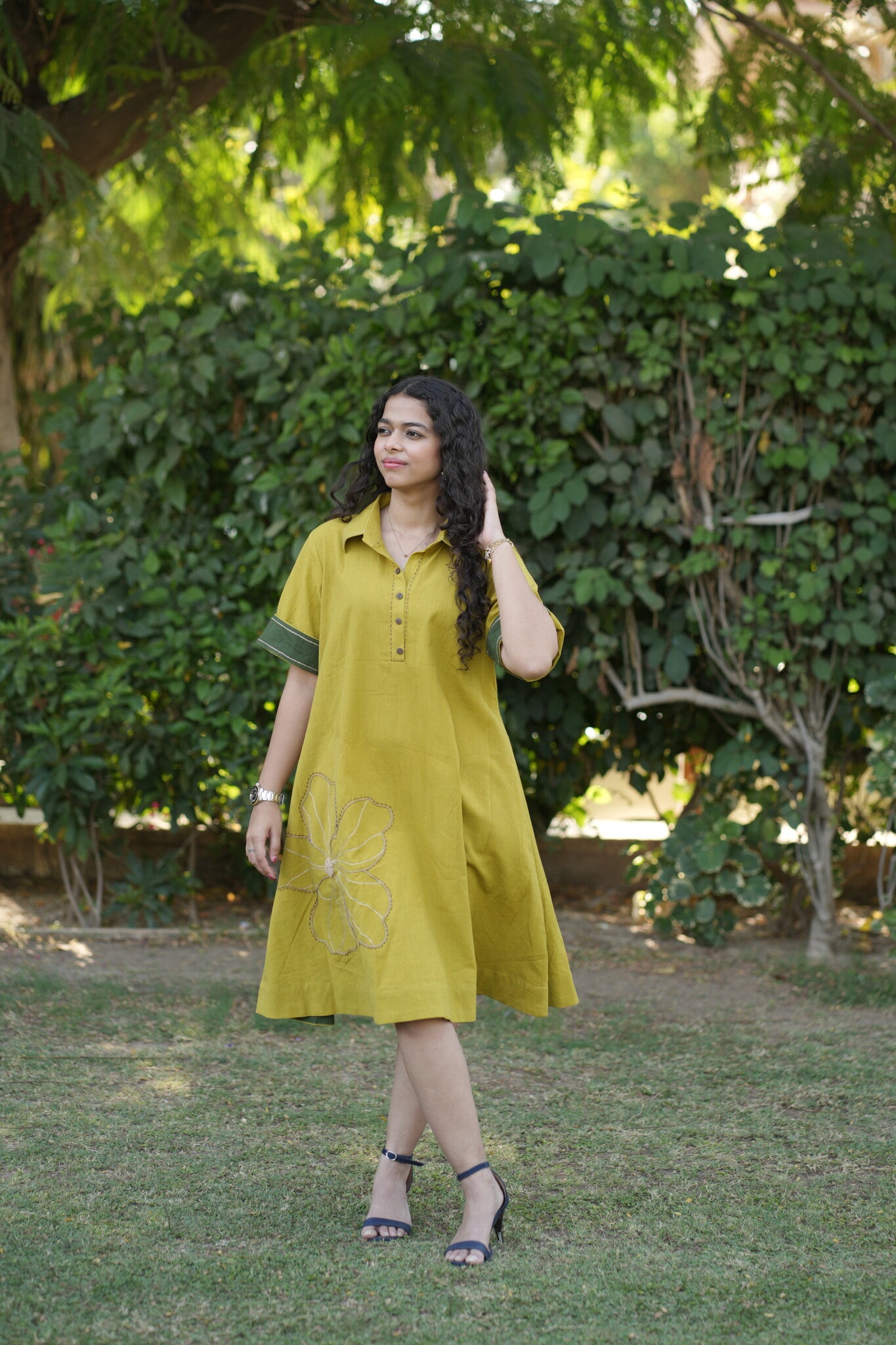 Mahek Flower Mustard Yellow Dress