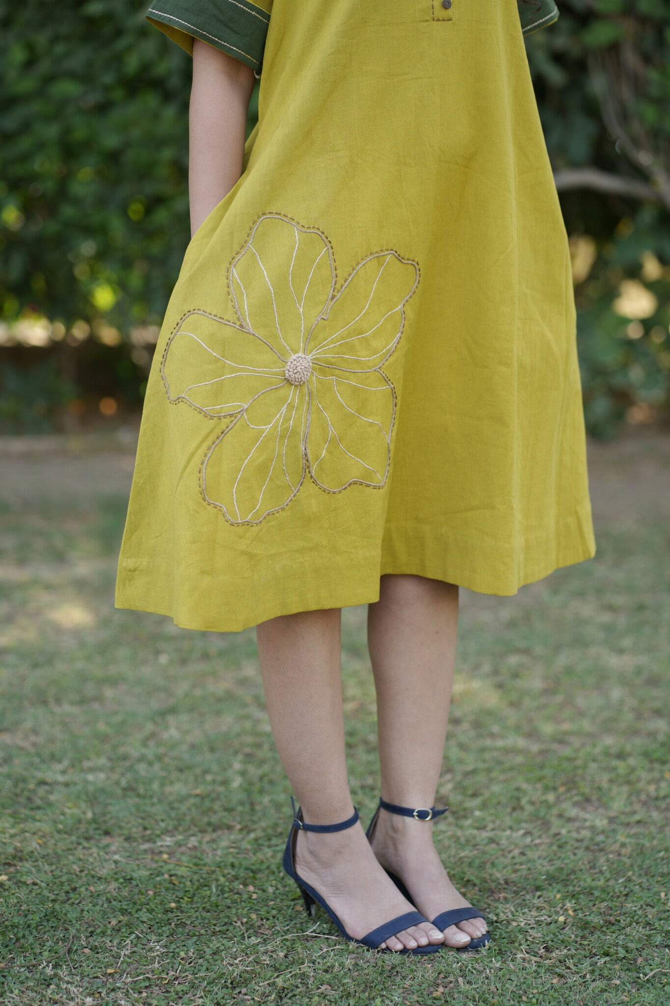 Mahek Flower Mustard Yellow Dress