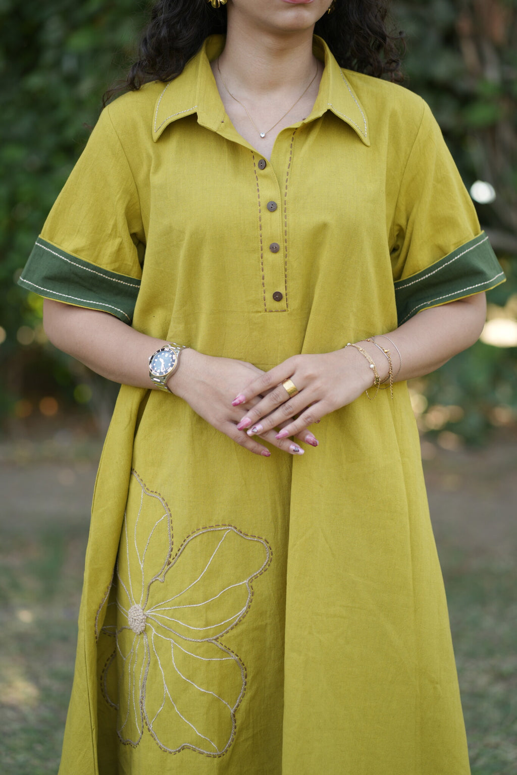 Mahek Flower Mustard Yellow Dress