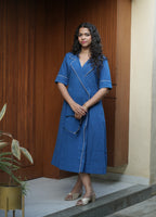Mahek Blazer Collar Royal Blue Dress