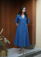 Mahek Blazer Collar Royal Blue Dress