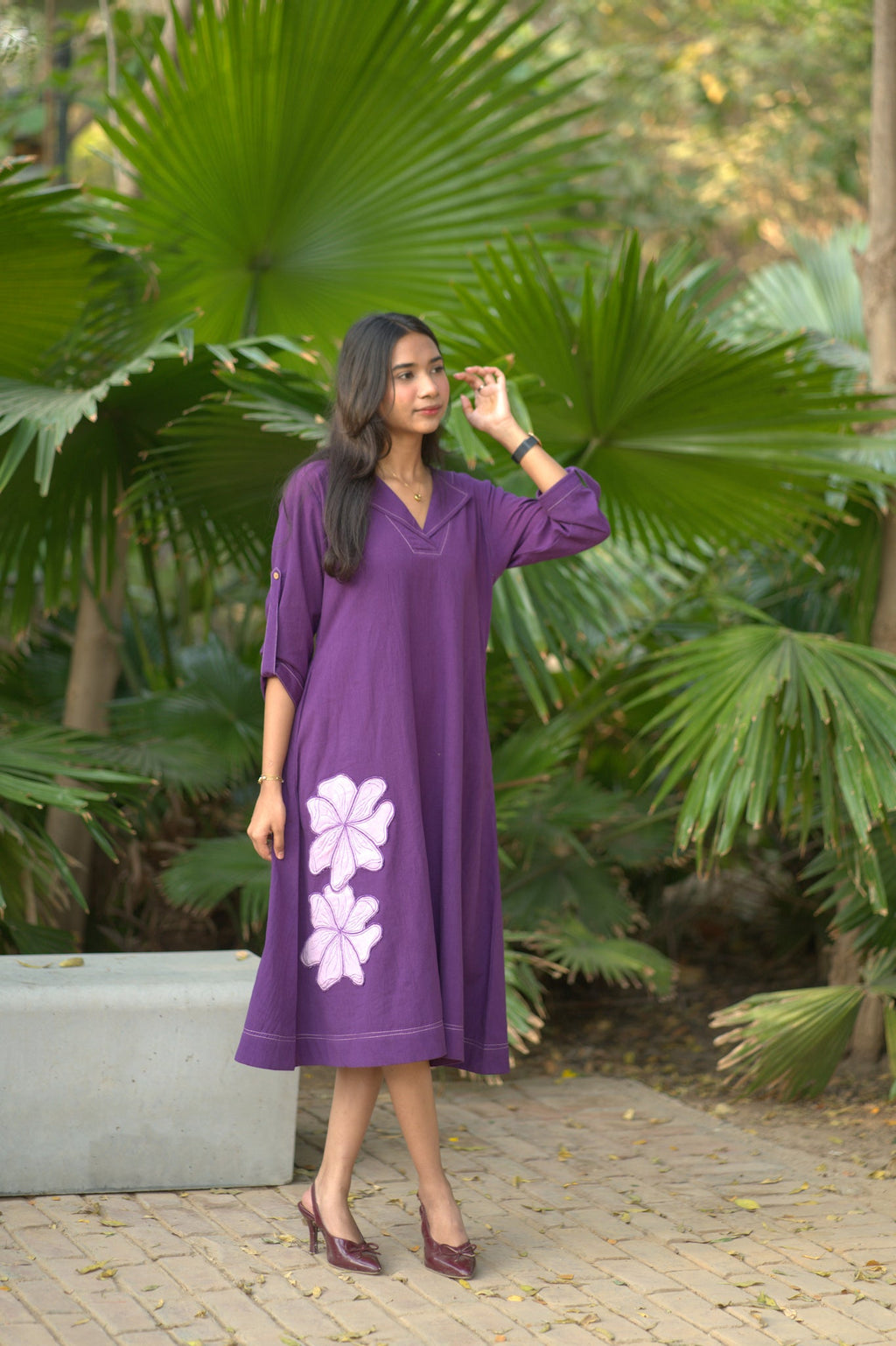 Mahek Applique Work Mystic Orchid Purple Dress