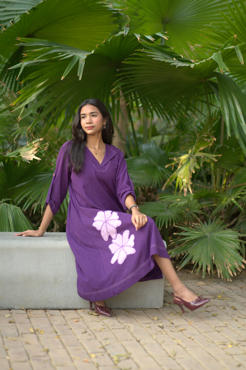 Mahek Applique Work Mystic Orchid Purple Dress