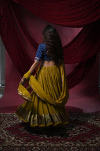 Kesariya Mustard Muslin Chaniya Choli