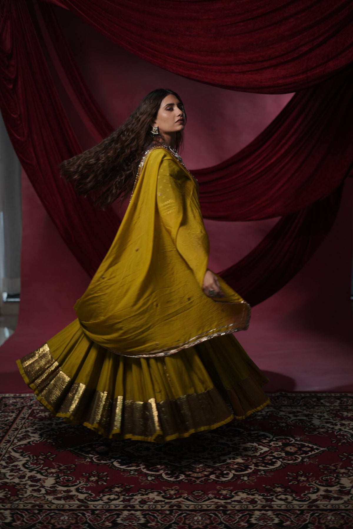 Kesariya Mustard Silk Lace & Tassel Dupatta for Chaniya Choli