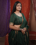 Madhubala Green Mul-Cotton Khat-Work Madhubala Style Blouse for Choli