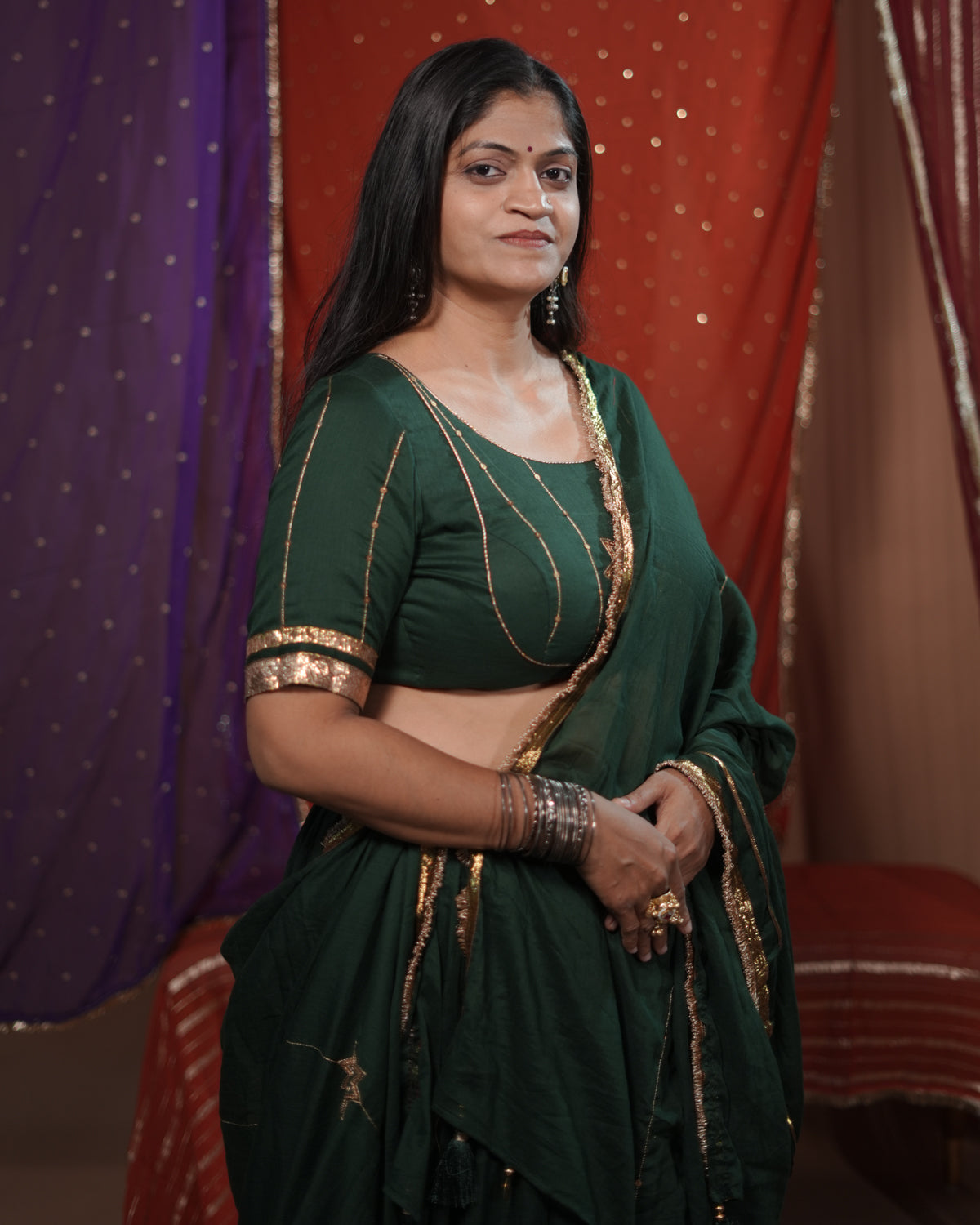 Madhubala Green Mul-Cotton Chaniya Choli