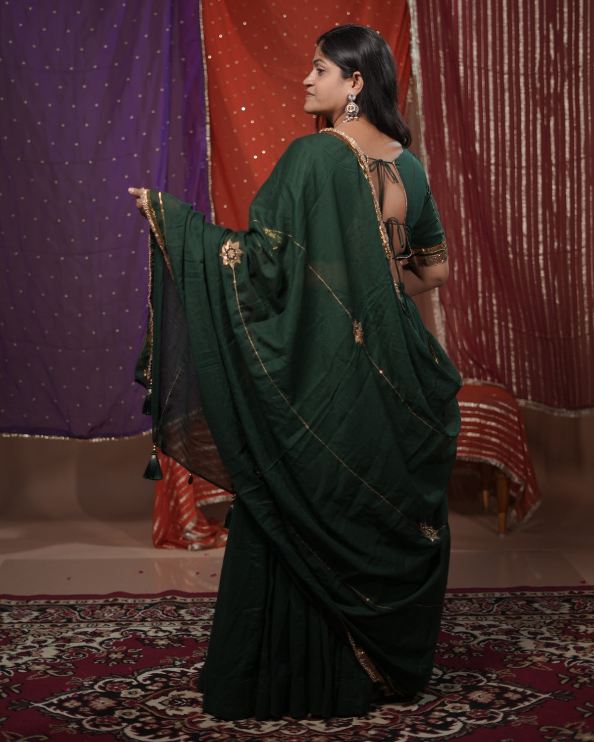 Madhubala Green Mul-Cotton Chaniya Choli