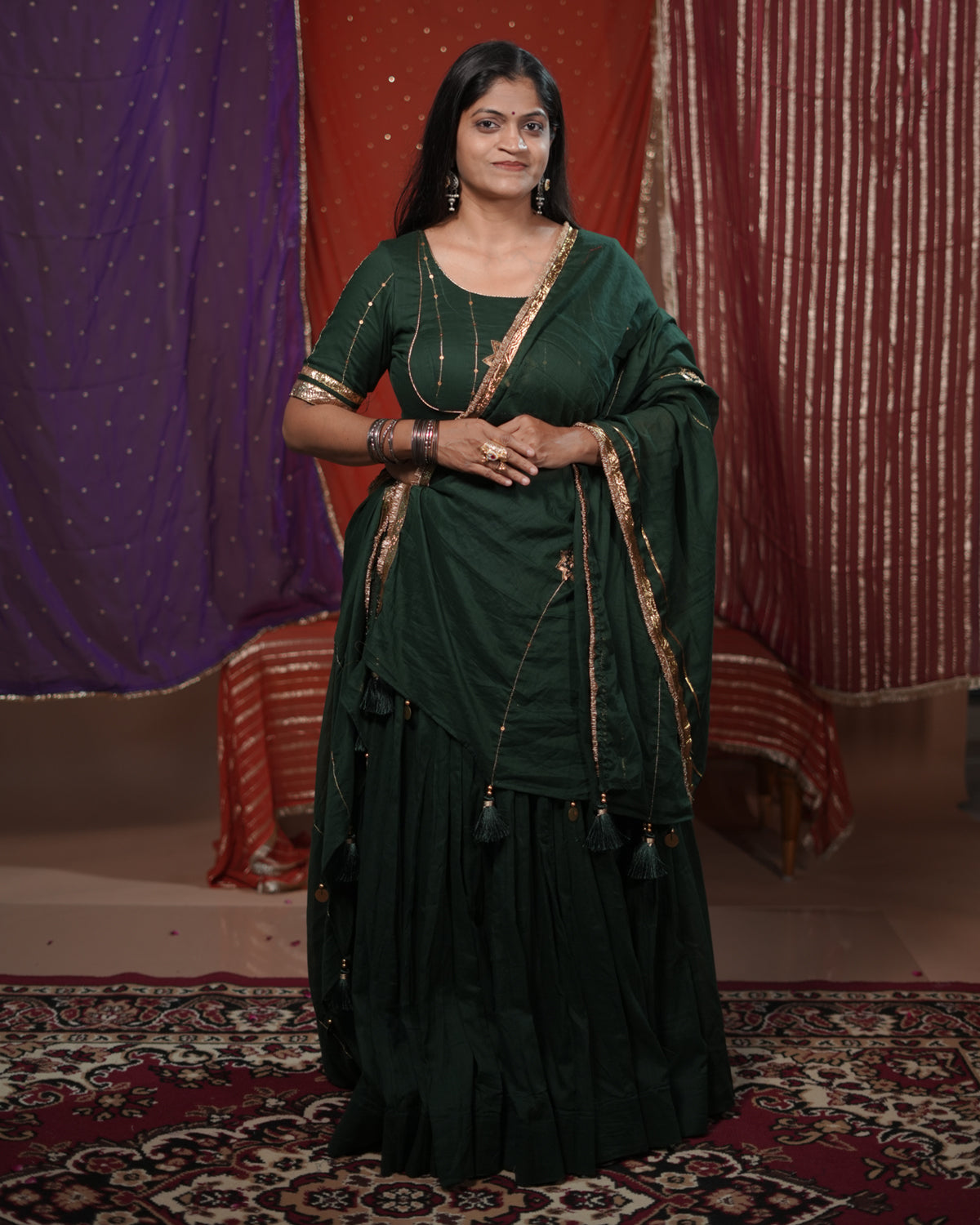 Madhubala Green Mul-Cotton Chaniya Choli