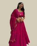 Madhubala Pink Mul-Cotton 15 Metre Flared Khat-Work Lehenga for Ghaghra Choli