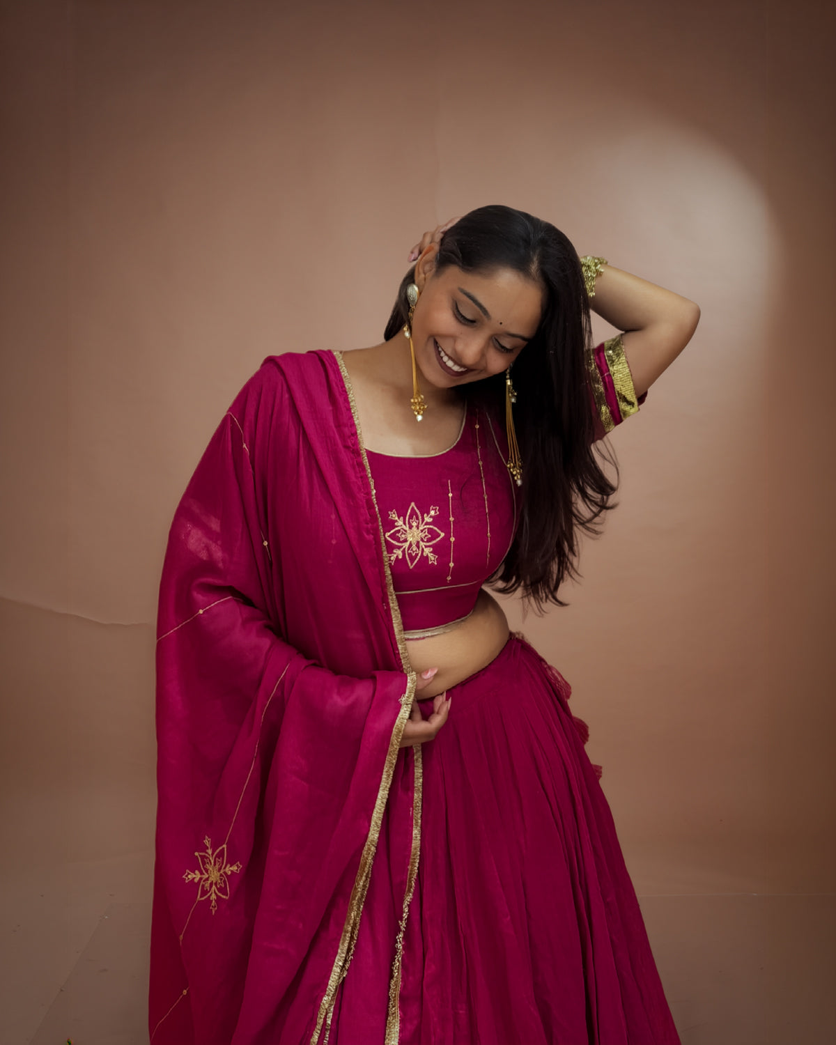 Madhubala Pink Mul-Cotton Chaniya Choli