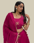 Madhubala Pink Mul-Cotton Khat-Work Madhubala Style Blouse for Chaniya Choli