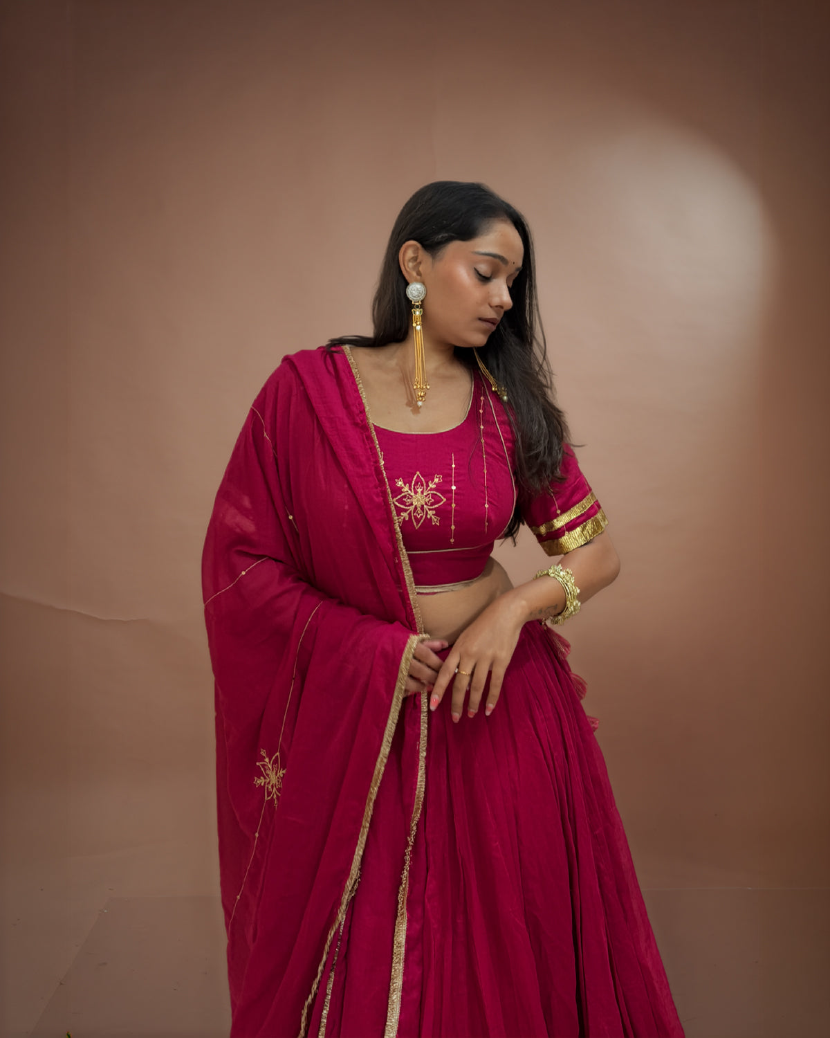 Madhubala Pink Mul-Cotton Chaniya Choli