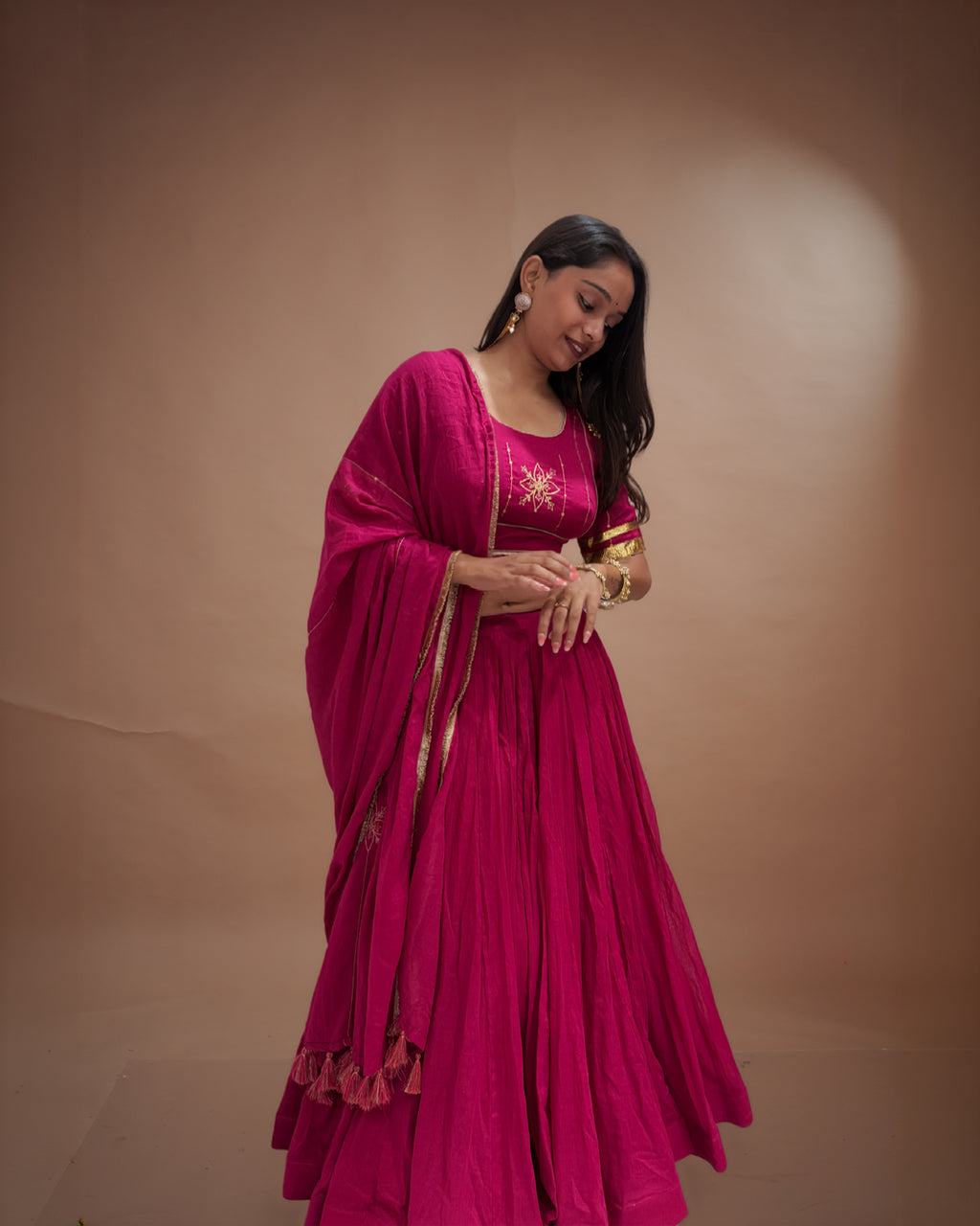 Madhubala Pink Mul-Cotton Chaniya Choli