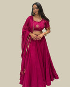 Madhubala Pink Mul-Cotton 15 Metre Flared Khat-Work Lehenga for Ghaghra Choli