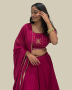 Madhubala Pink Mul-Cotton Khat-Work Madhubala Style Blouse for Chaniya Choli