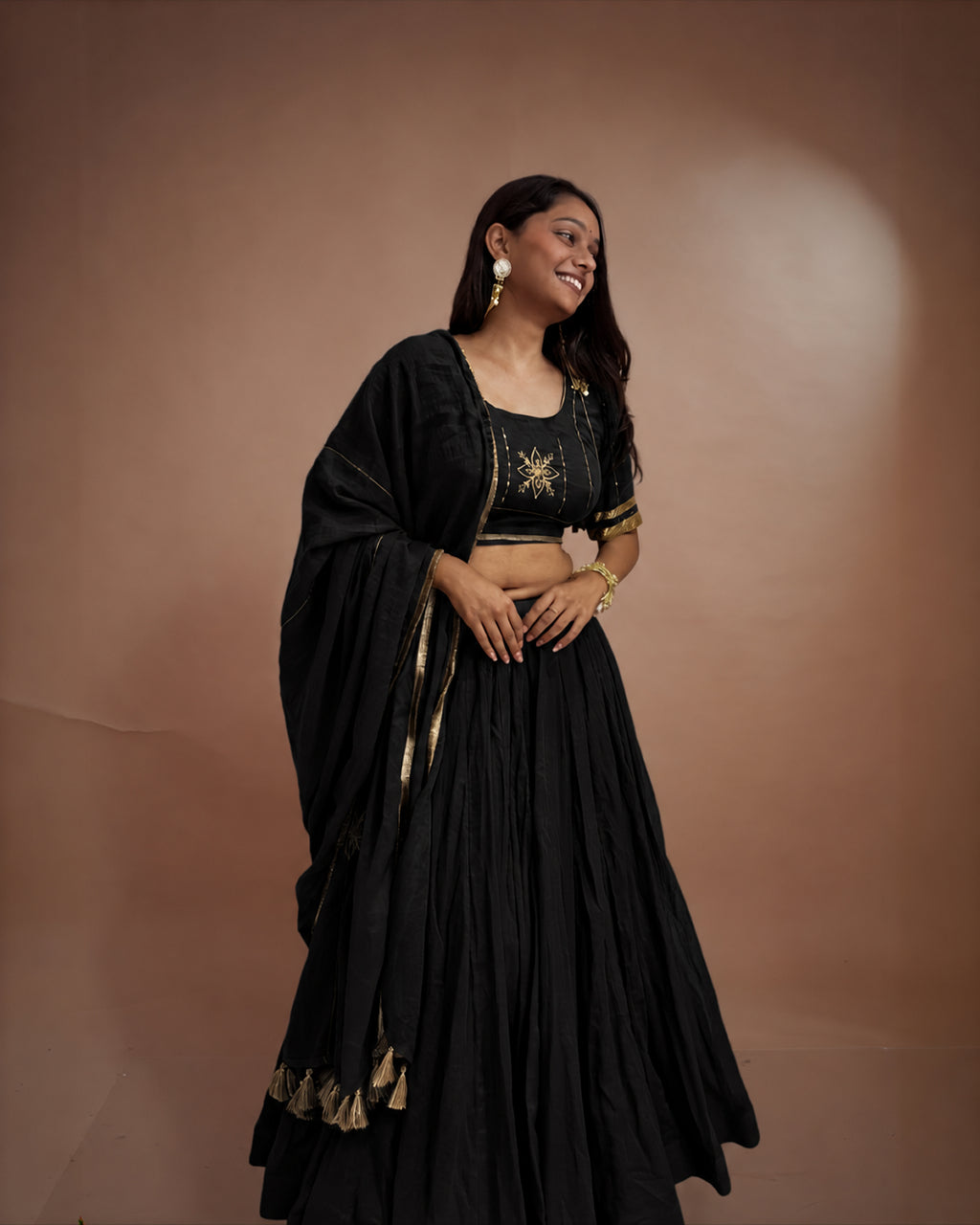 Madhubala Black Mul-Cotton Chaniya Choli