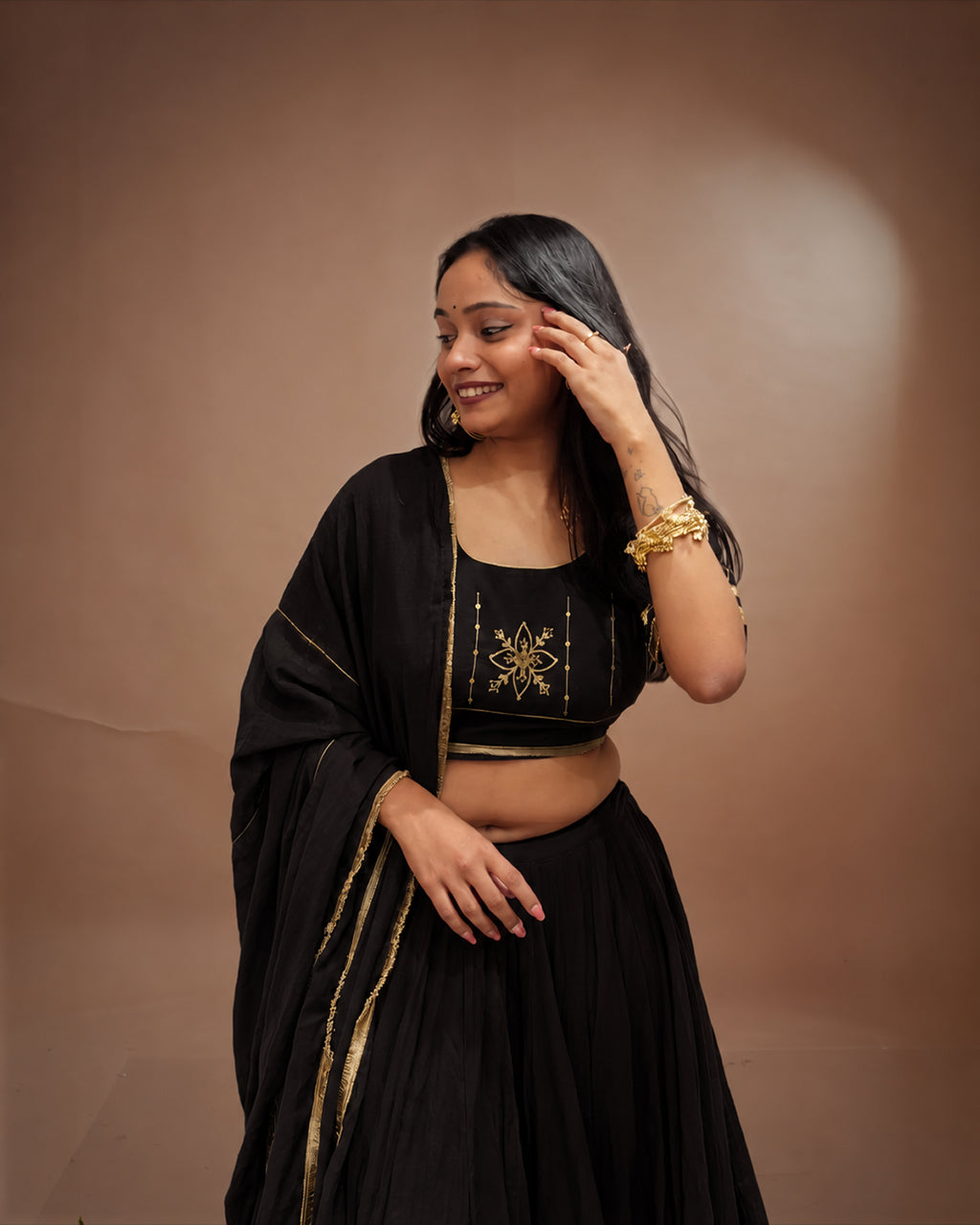 Madhubala Black Mul-Cotton Chaniya Choli